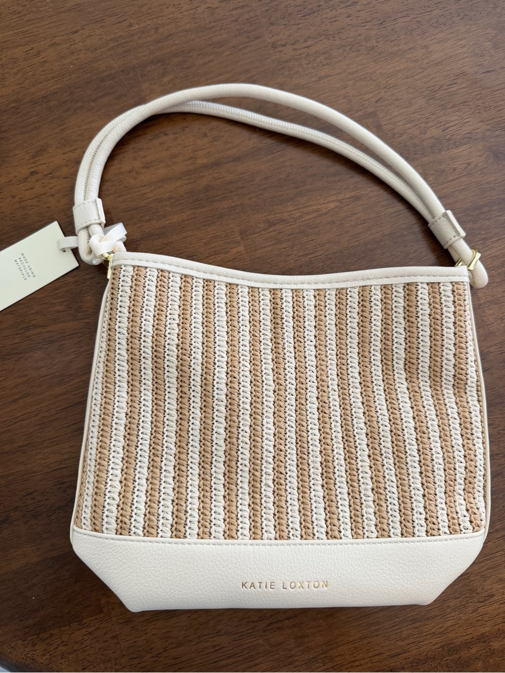Katie Loxton Cream & Tan Woven Tote Shoulder Bag